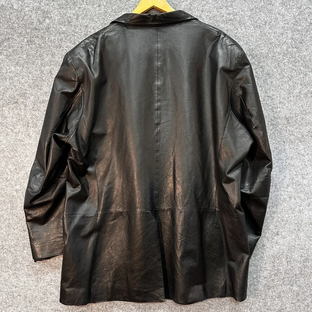 Alfani Leather Jacket Mens Size 48 L Positano Black Sport Coat Blazer Soft - Picture 8 of 12